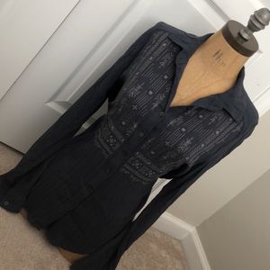 Knox Rose embroidered/Stitched Botton Up Blouse S Sm Small